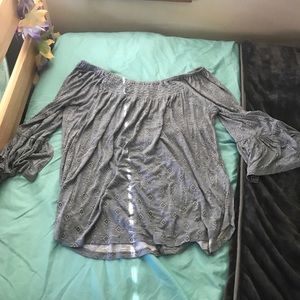 Slate blue off-shoulder swing top